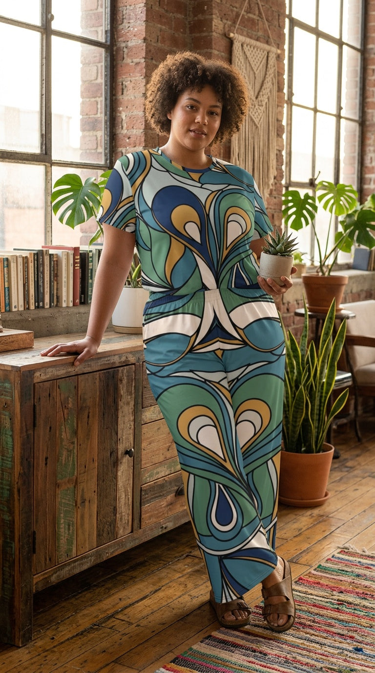 Art Nouveau Abstract – Women Wide-Leg Pants