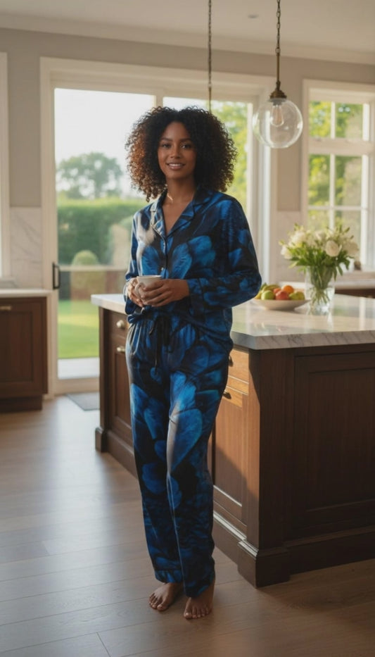 Women’s Blue Floral Pajama Top