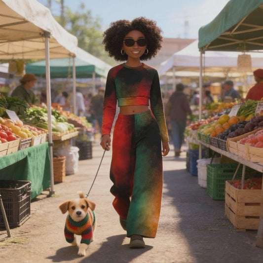 Afrocentric Print Wide-Leg Pants