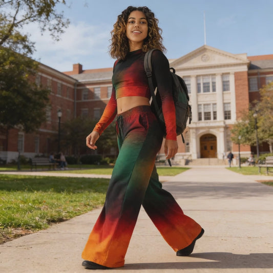 Afrocentric Print Long-sleeve Crop Top