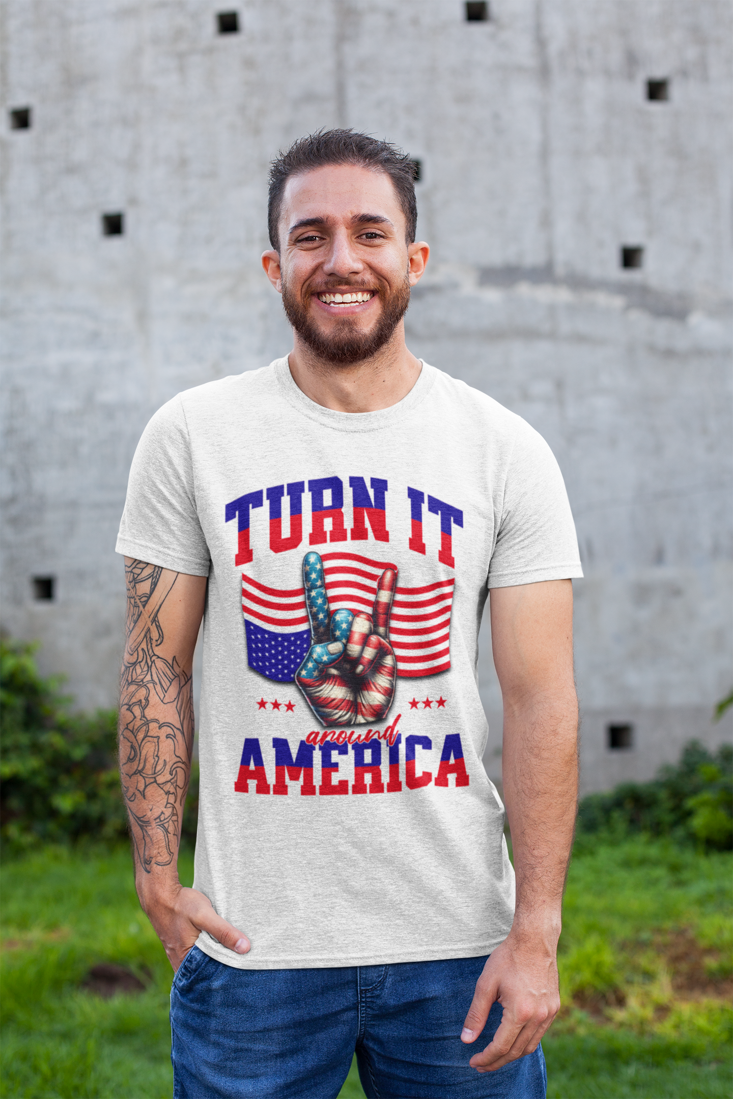 Patriotic Unisex Cotton Crew Tee - "Turn It Around America," No Kings Protest T-Shirt, Stand for Democracy Shirt for Men and Women