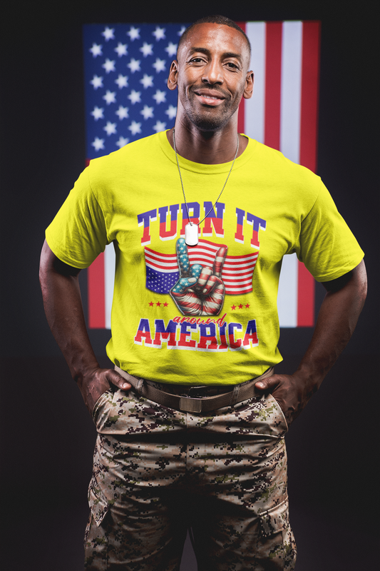 Patriotic Unisex Cotton Crew Tee - "Turn It Around America," No Kings Protest T-Shirt, Stand for Democracy Shirt for Men and Women