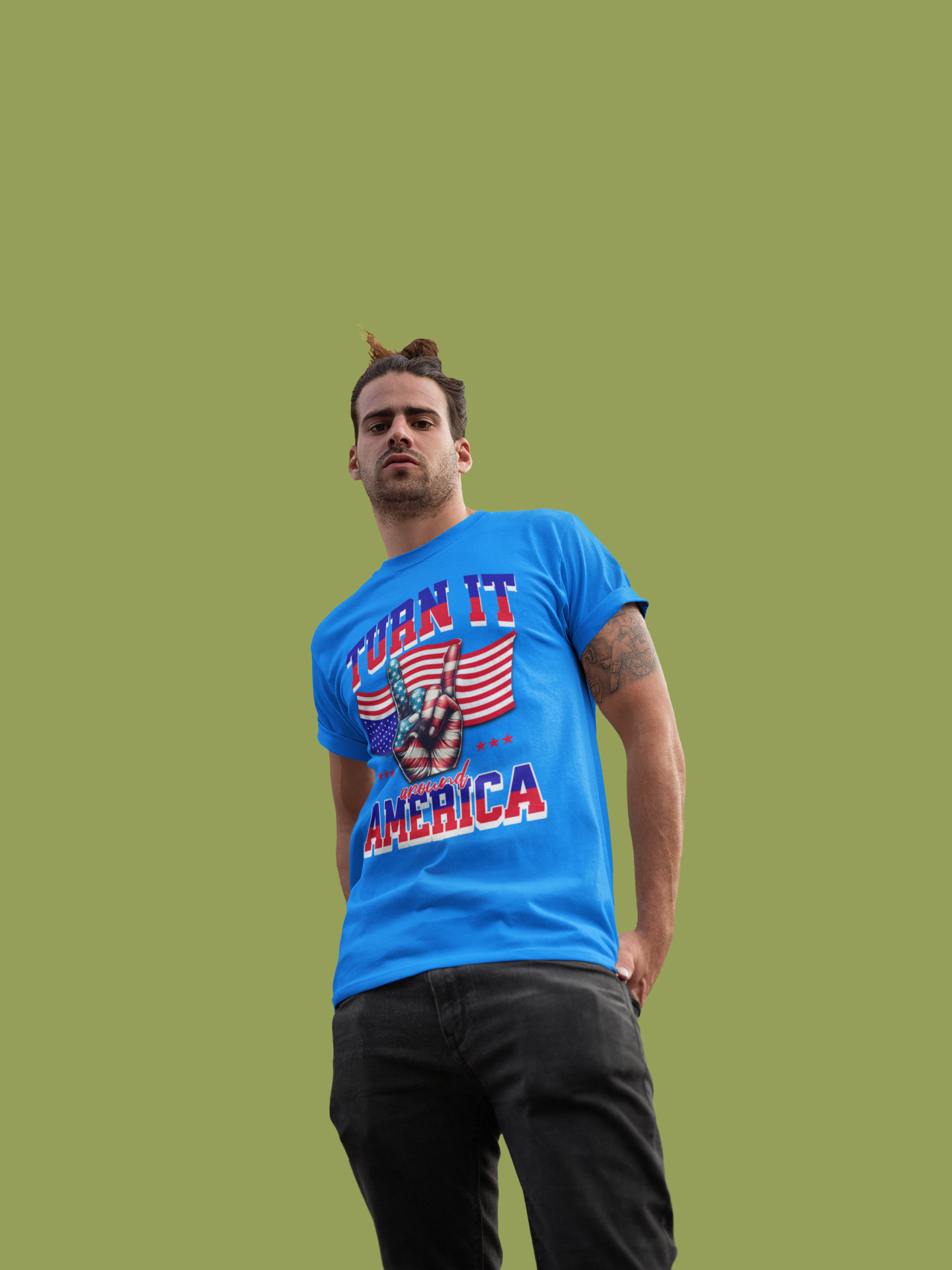 Patriotic Unisex Cotton Crew Tee - "Turn It Around America," No Kings Protest T-Shirt, Stand for Democracy Shirt for Men and Women