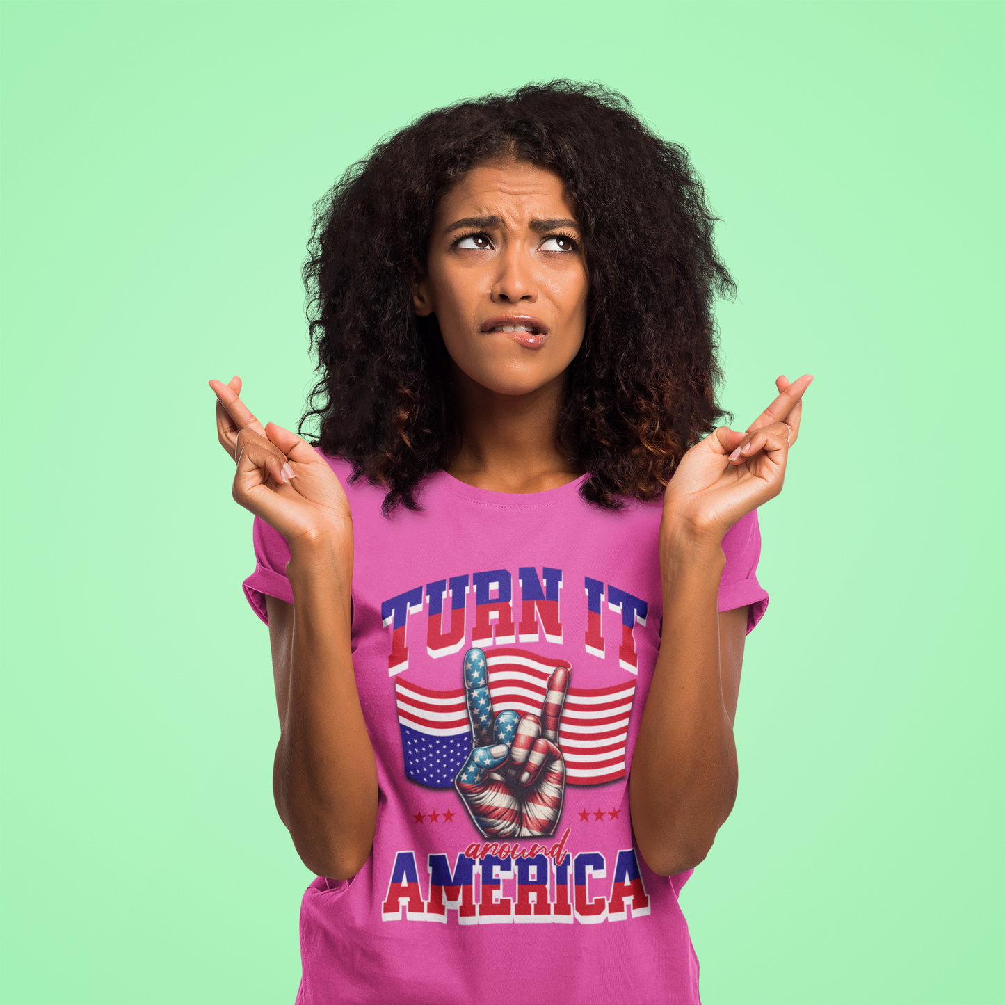 Patriotic Unisex Cotton Crew Tee - "Turn It Around America," No Kings Protest T-Shirt, Stand for Democracy Shirt for Men and Women
