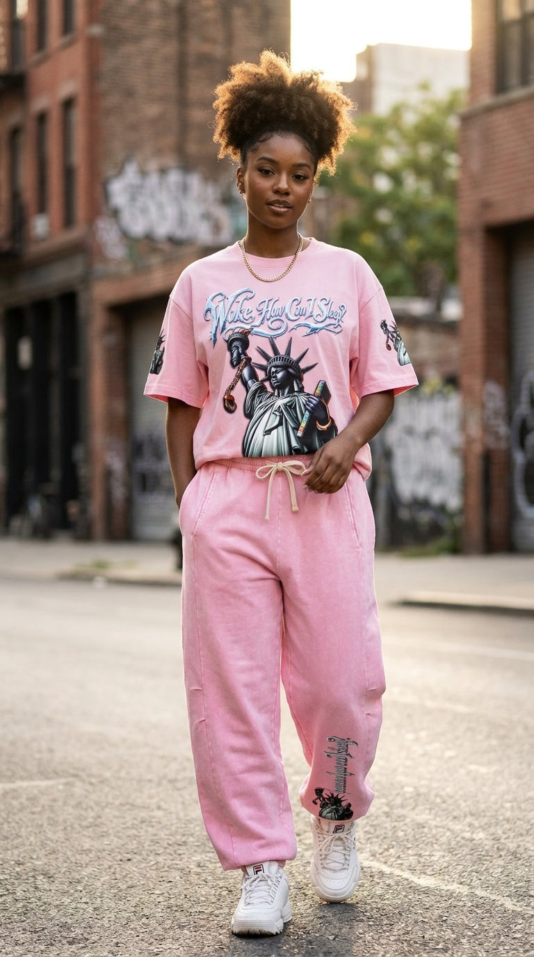 "Woke" Unisex Mineral Wash Barrel Leg Pants