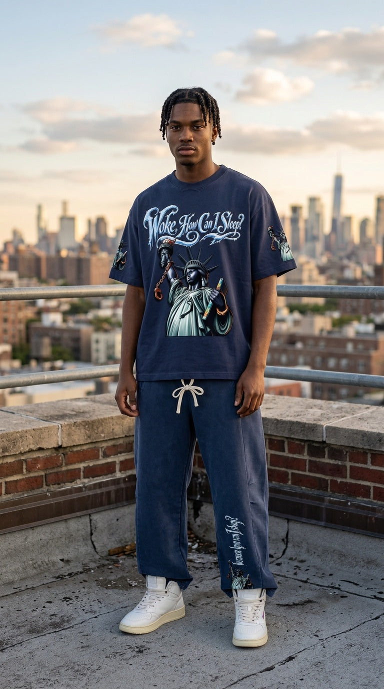 "Woke" Unisex Mineral Wash Barrel Leg Pants